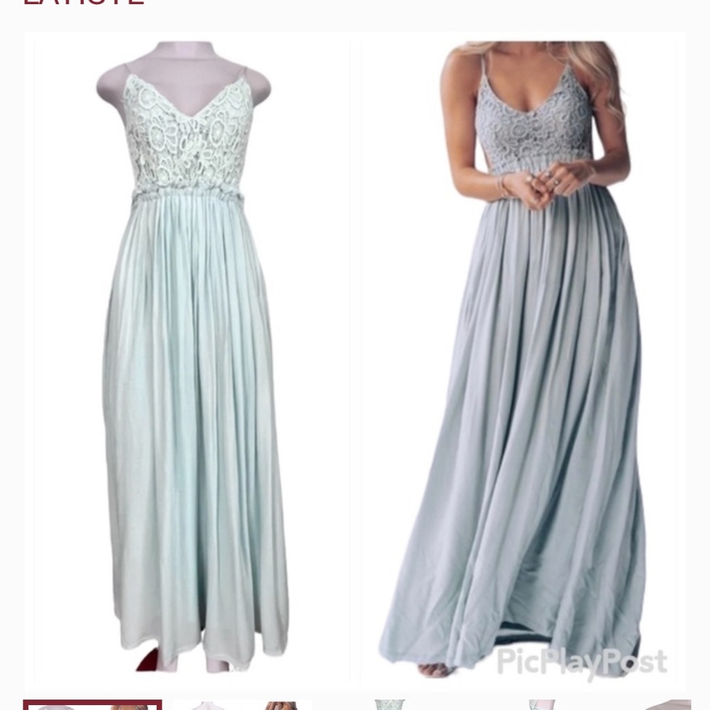 L’Atiste By Amy Crochet Lace Maxi Dress Seafoam Green Size XS